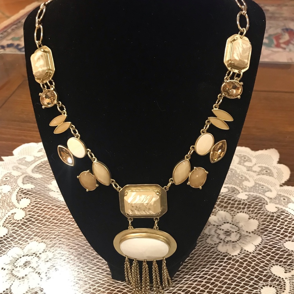 CHICOS GOLD NECKLACE WITH STONES - Picture 1 of 11